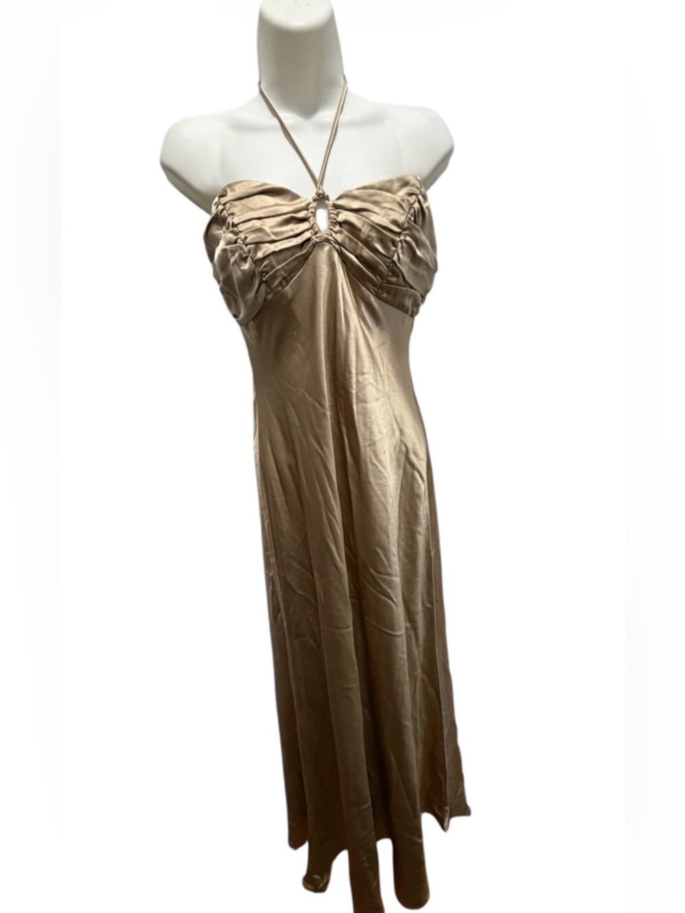 Laundry By Shelli Segal metallic cream satin gown size 2 made in the USA - Picture 3 of 10